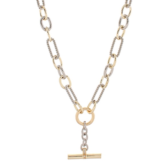 Twotone End T bar Y Necklace - Picture 1 of 1